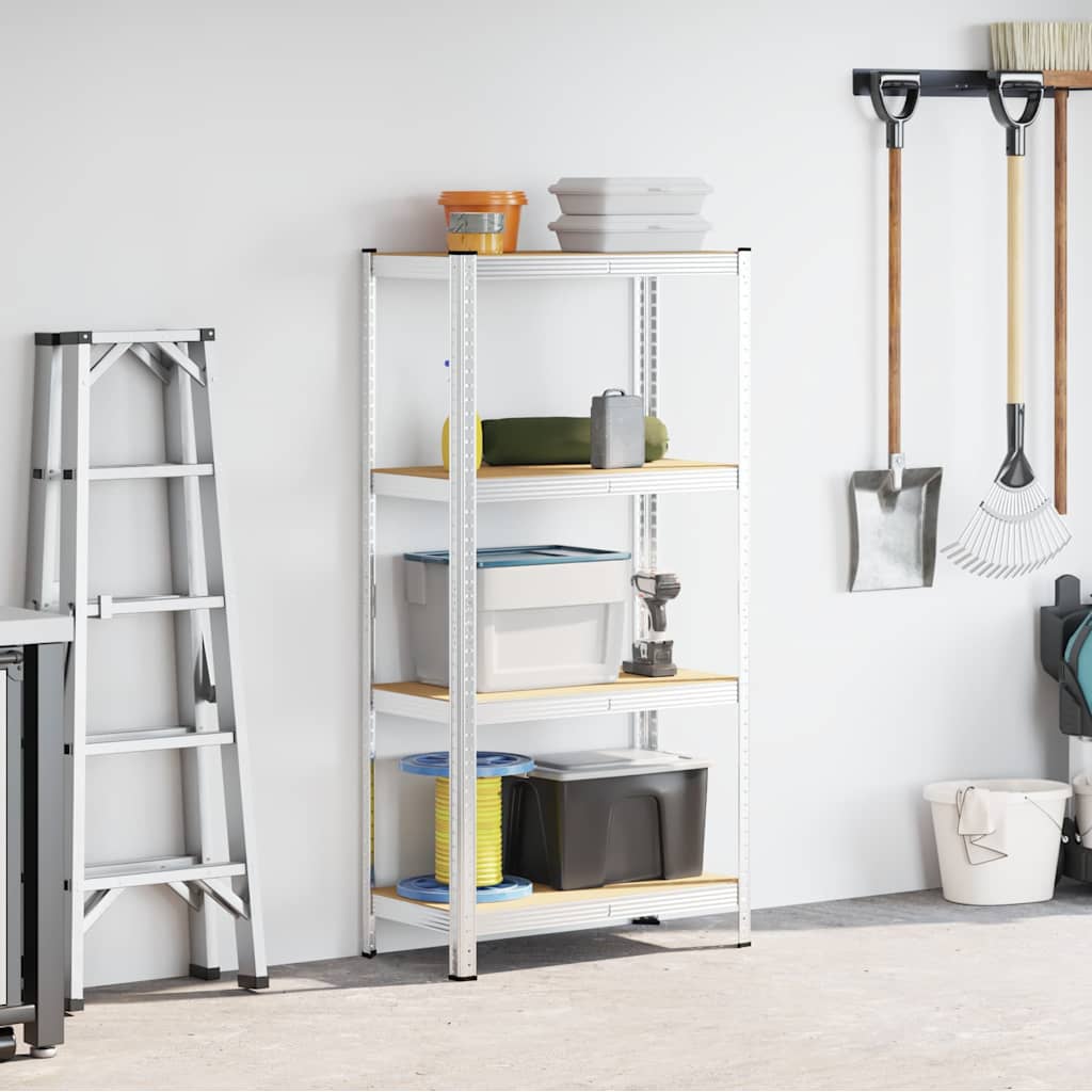 4-Layer Storage Shelf Silver Steel&Engineered Wood