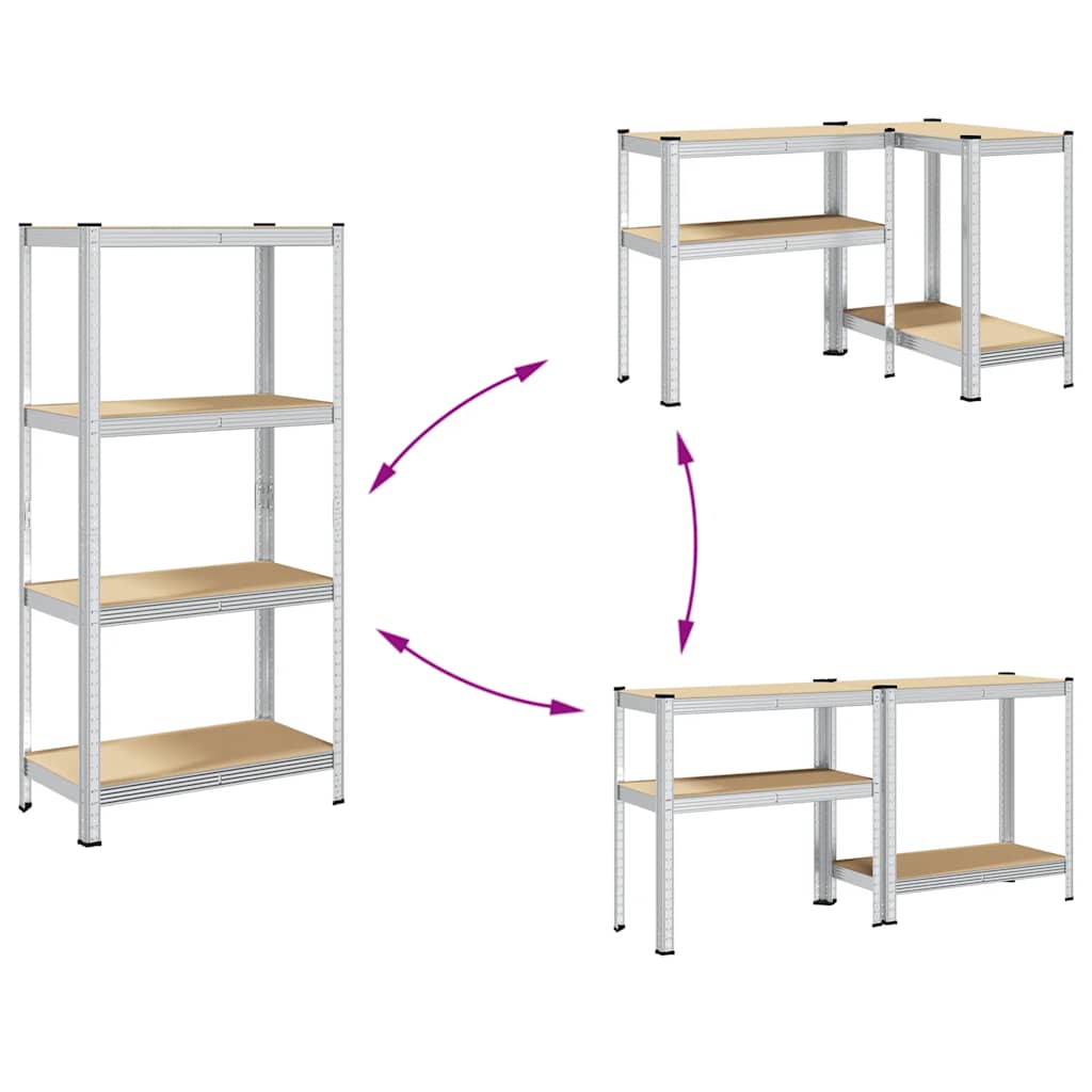 4-Layer Storage Shelf Silver Steel&Engineered Wood