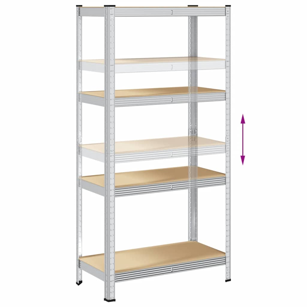 4-Layer Storage Shelf Silver Steel&Engineered Wood