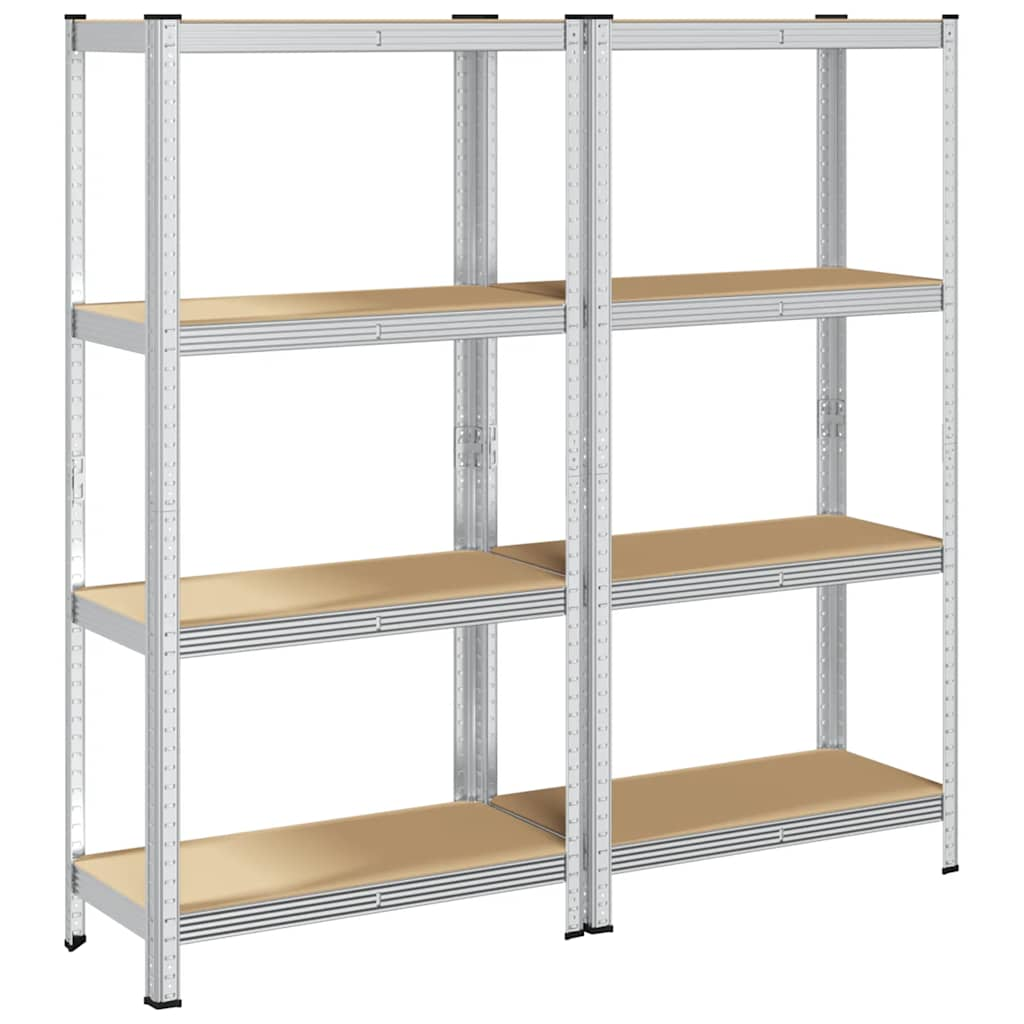 4-Layer Storage Shelves 2 pcs Silver Steel&Engineered Wood