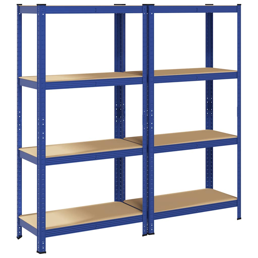 4-Layer Storage Shelves 2 pcs Blue Steel&Engineered Wood