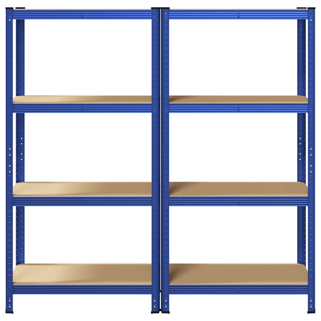 4-Layer Storage Shelves 2 pcs Blue Steel&Engineered Wood