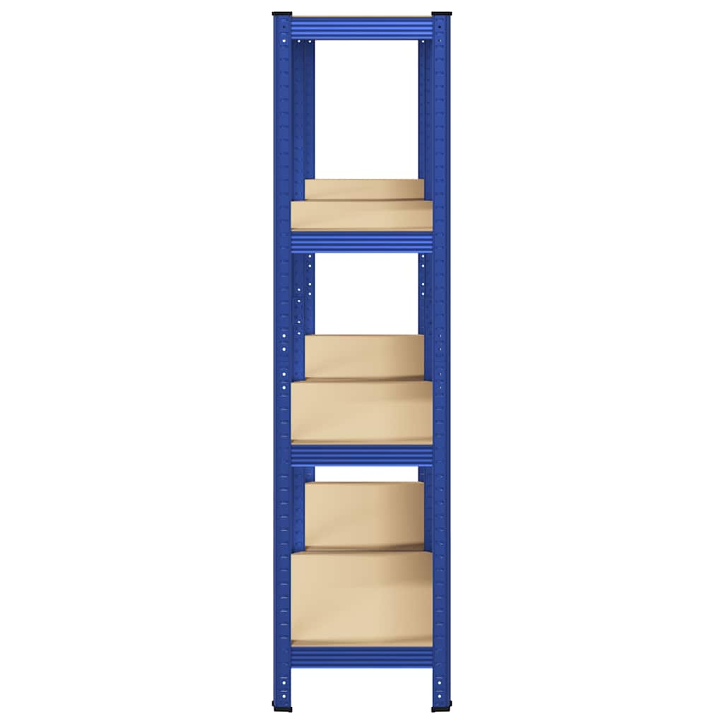 4-Layer Storage Shelves 2 pcs Blue Steel&Engineered Wood