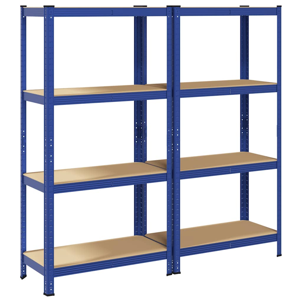 4-Layer Storage Shelves 2 pcs Blue Steel&Engineered Wood