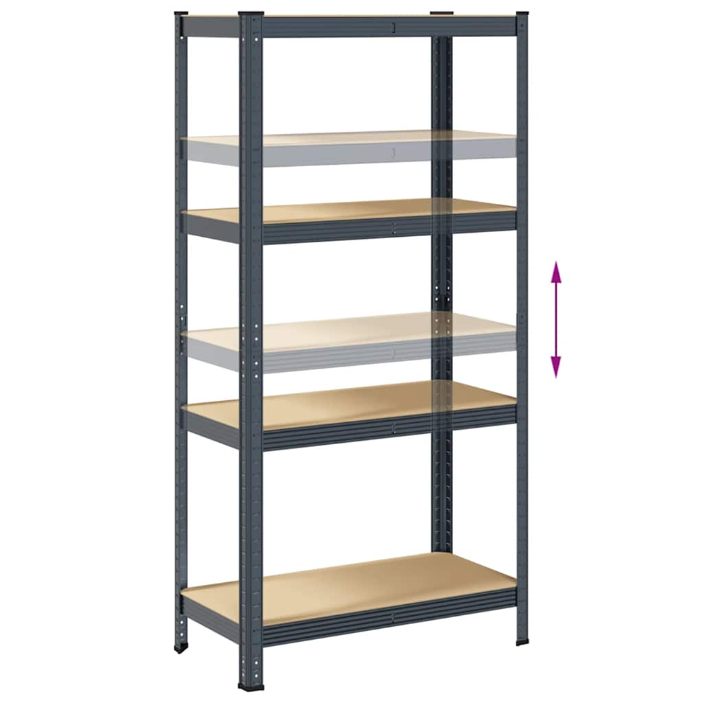 4-Layer Storage Shelves 2 pcs Anthracite Steel&Engineered Wood