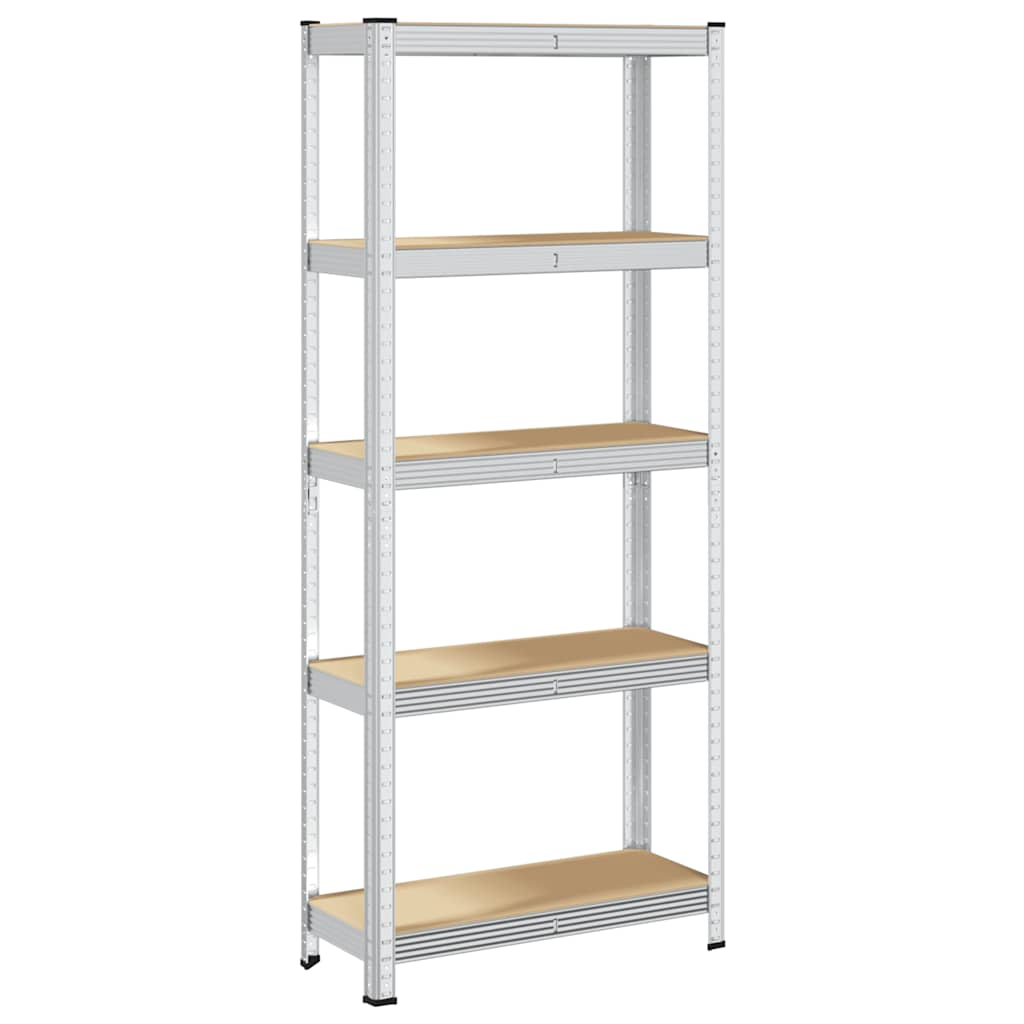 5-Layer Storage Shelf Silver Steel&Engineered Wood