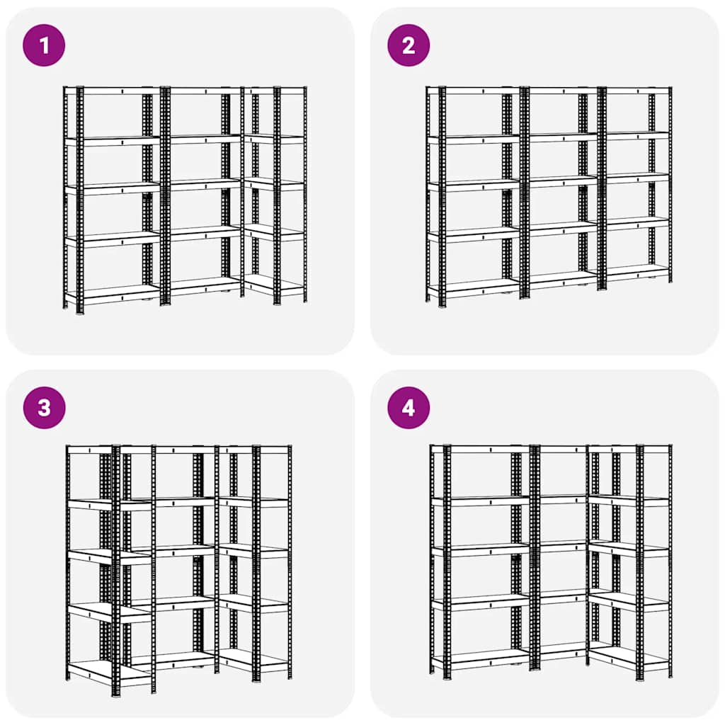 5-Layer Storage Shelves 3 pcs Anthracite Steel&Engineered Wood