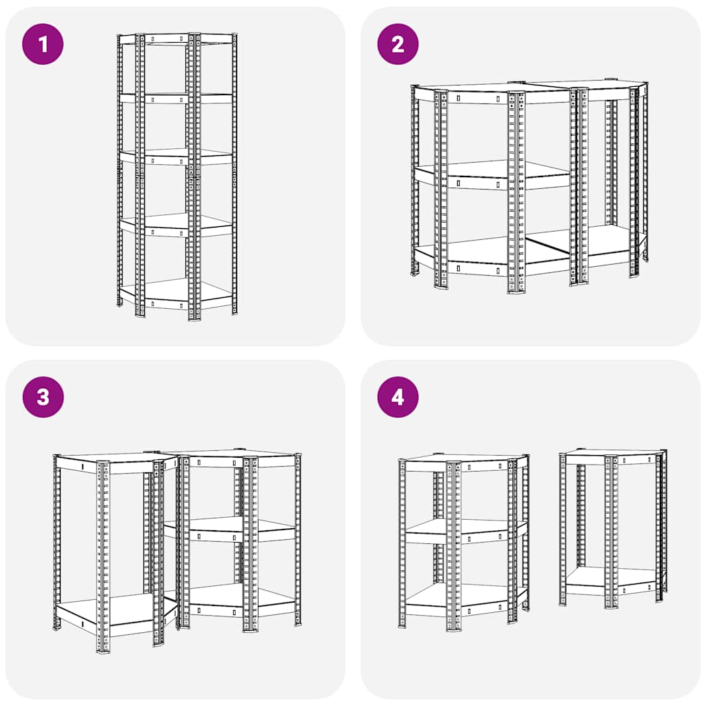 5-Layer Corner Shelf Silver Steel&Engineered Wood