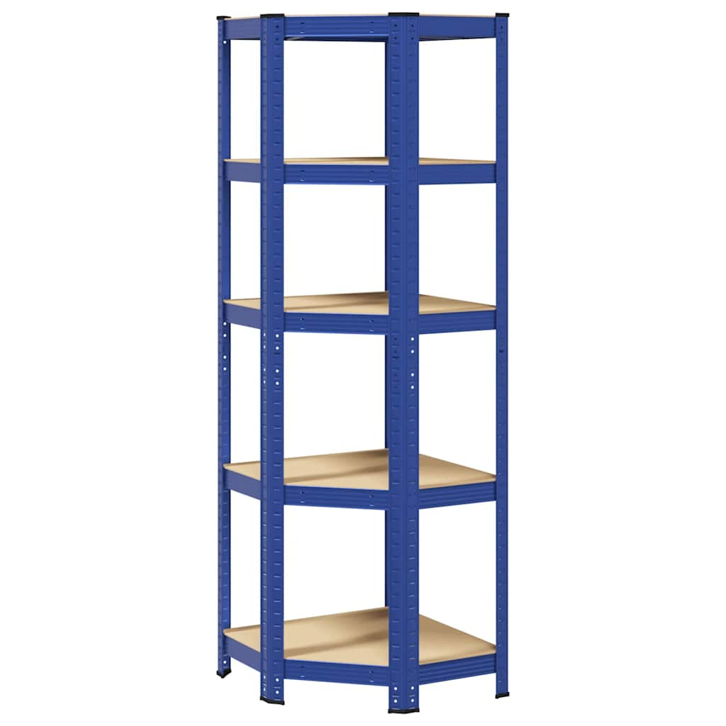 5-Layer Corner Shelf Blue Steel&Engineered Wood