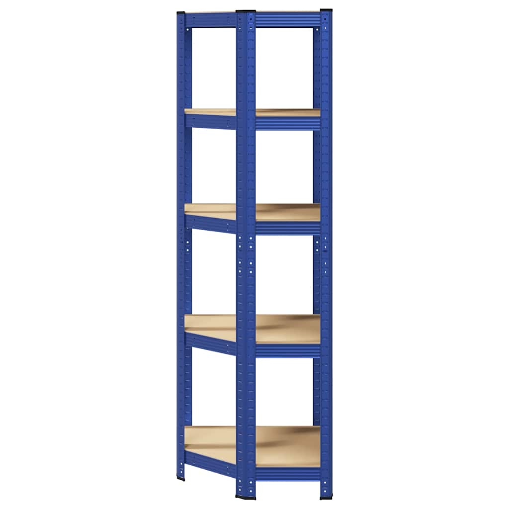 5-Layer Corner Shelf Blue Steel&Engineered Wood