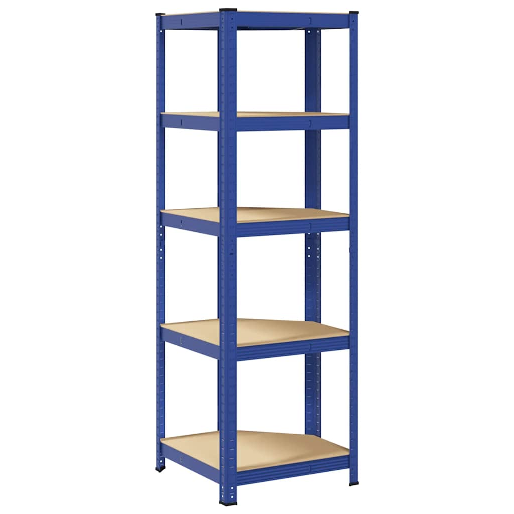 5-Layer Corner Shelf Blue Steel&Engineered Wood