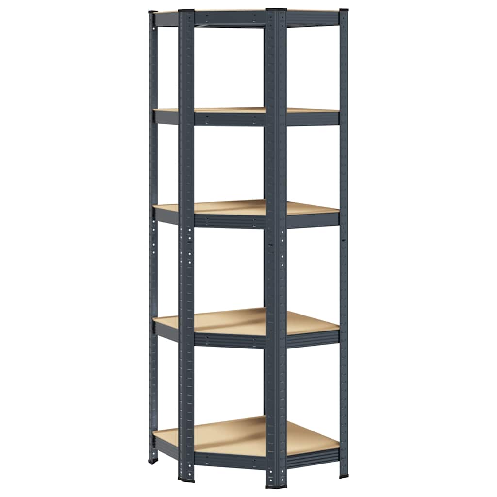 5-Layer Corner Shelf Anthracite Steel&Engineered Wood