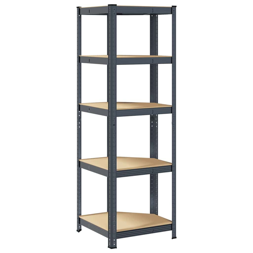 5-Layer Corner Shelf Anthracite Steel&Engineered Wood