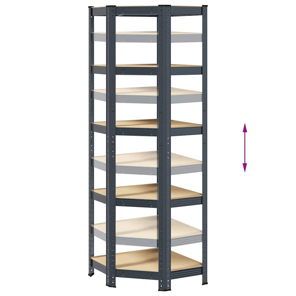 5-Layer Corner Shelf Anthracite Steel&Engineered Wood