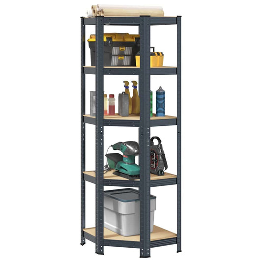 5-Layer Corner Shelf Anthracite Steel&Engineered Wood