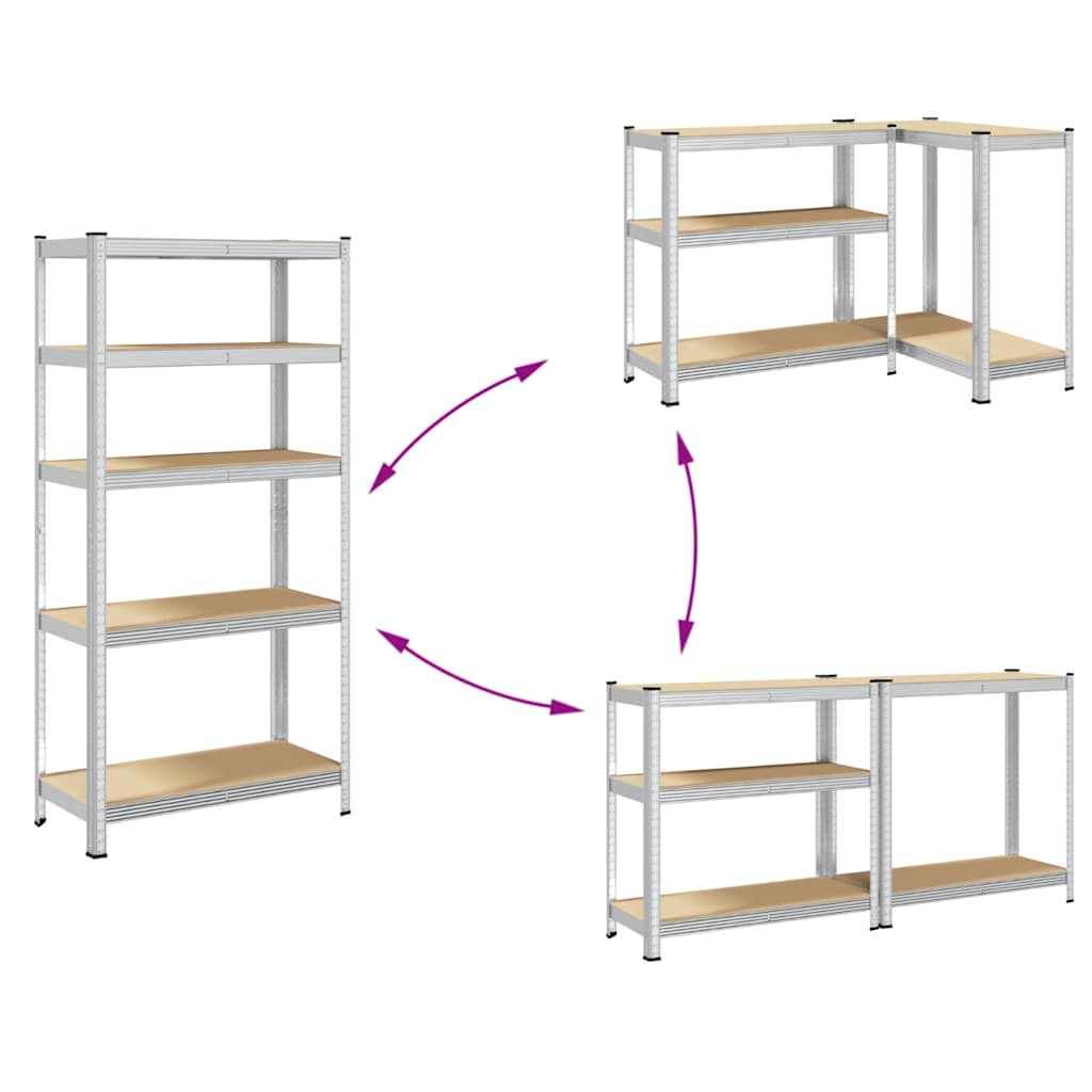 5-Layer Storage Shelf Silver Steel&Engineered Wood