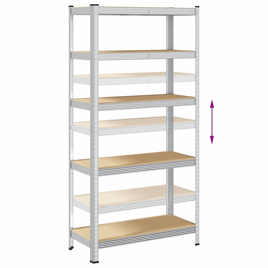 5-Layer Storage Shelf Silver Steel&Engineered Wood