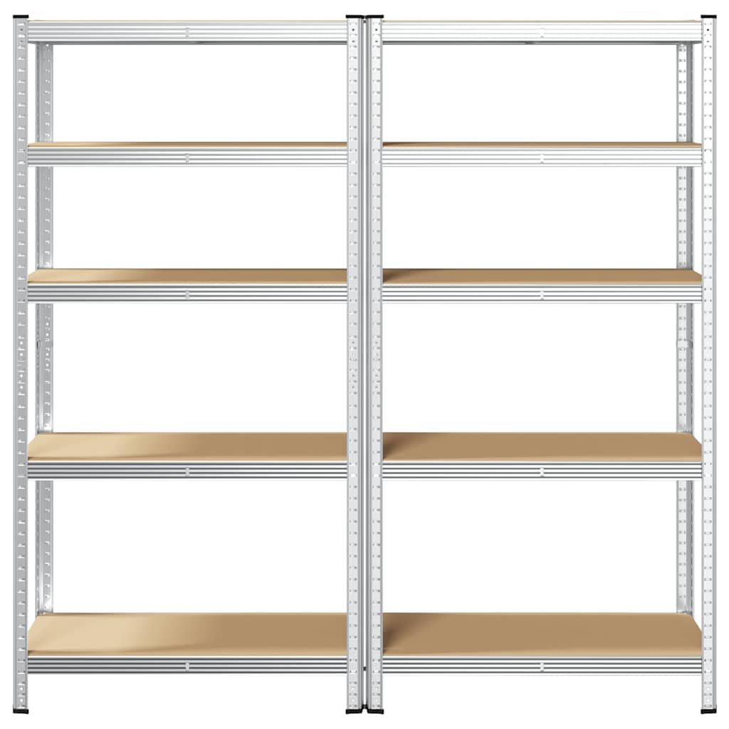 5-Layer Storage Shelves 2 pcs Silver Steel&Engineered Wood