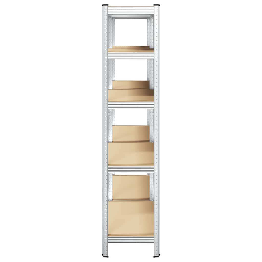 5-Layer Storage Shelves 2 pcs Silver Steel&Engineered Wood