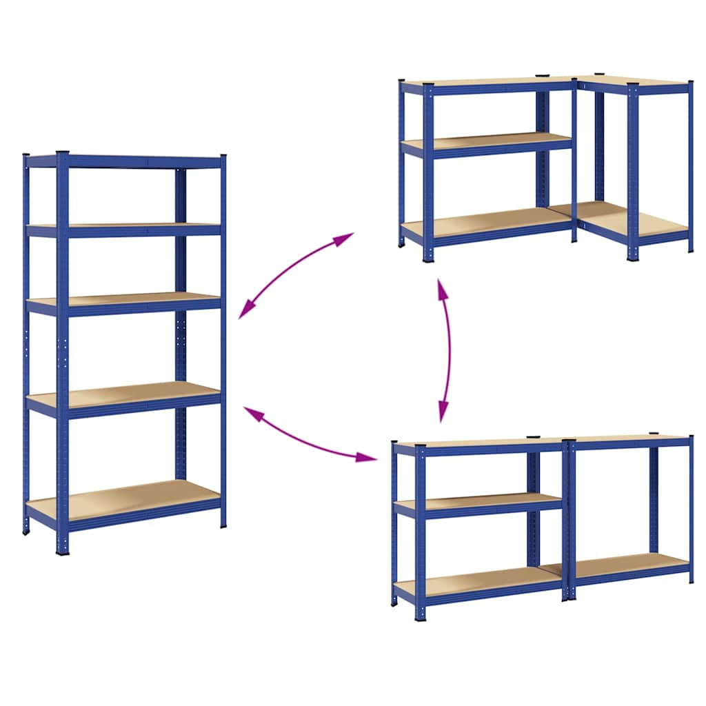 5-Layer Storage Shelf Blue Steel&Engineered Wood