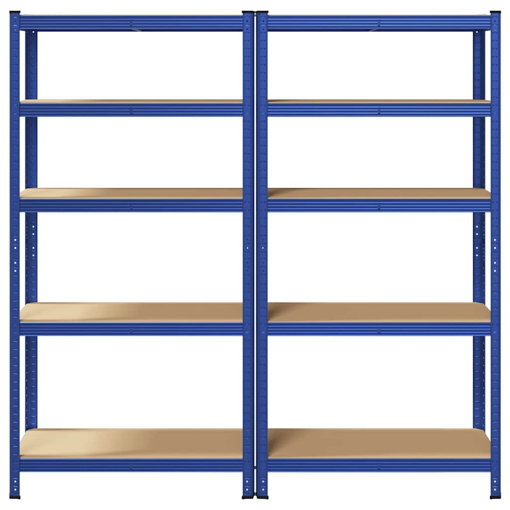 5-Layer Storage Shelves 2 pcs Blue Steel&Engineered Wood