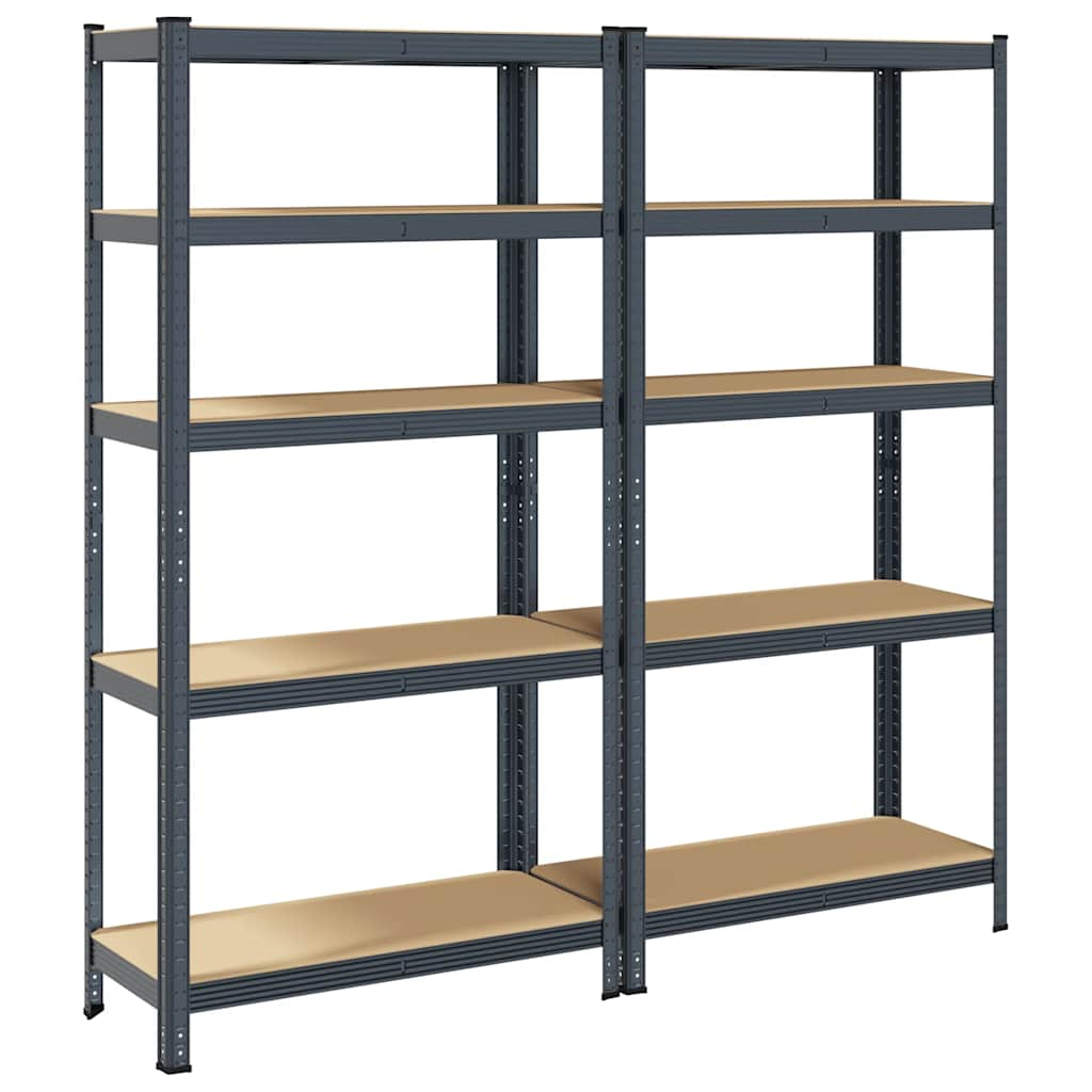 5-Layer Storage Shelves 2 pcs Anthracite Steel&Engineered Wood