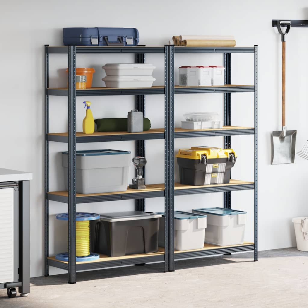 5-Layer Storage Shelves 2 pcs Anthracite Steel&Engineered Wood