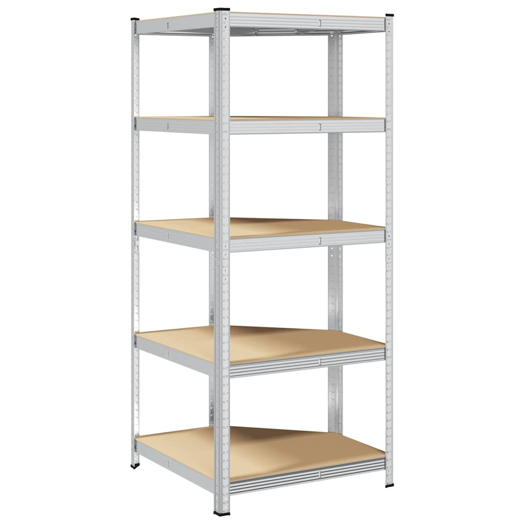 5-Layer Corner Shelf Silver Steel&Engineered Wood