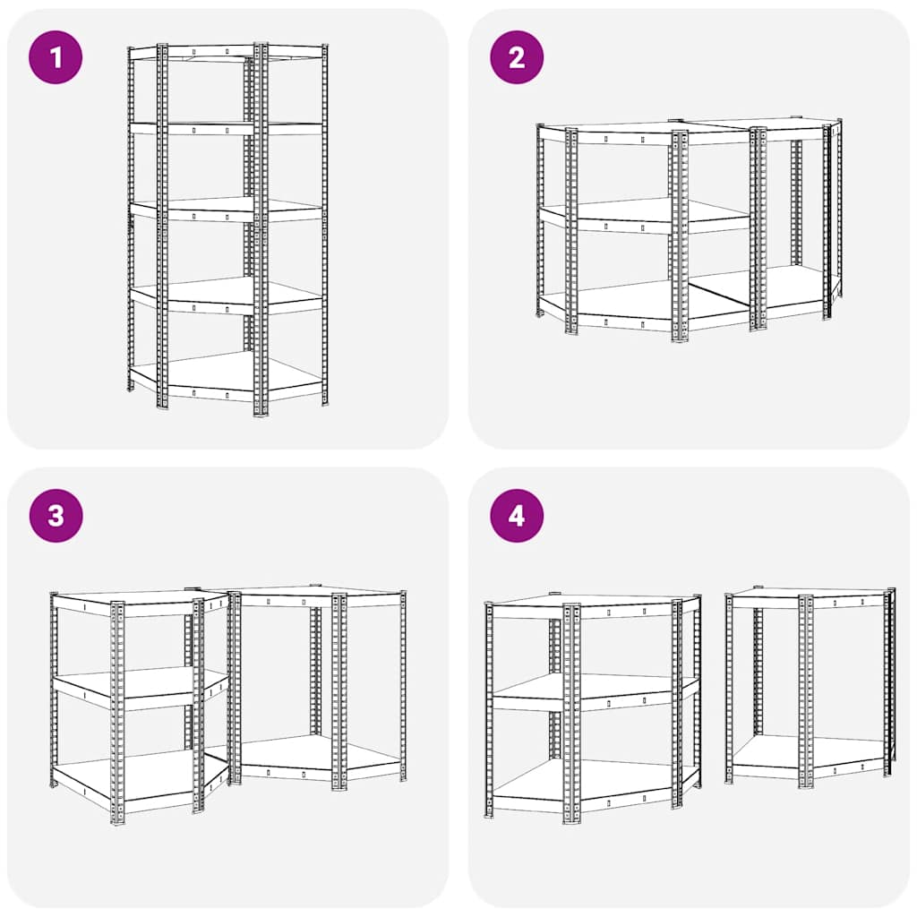 5-Layer Corner Shelf Silver Steel&Engineered Wood