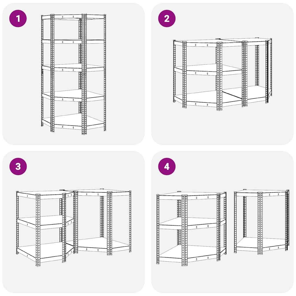 5-Layer Corner Shelf Blue Steel&Engineered Wood