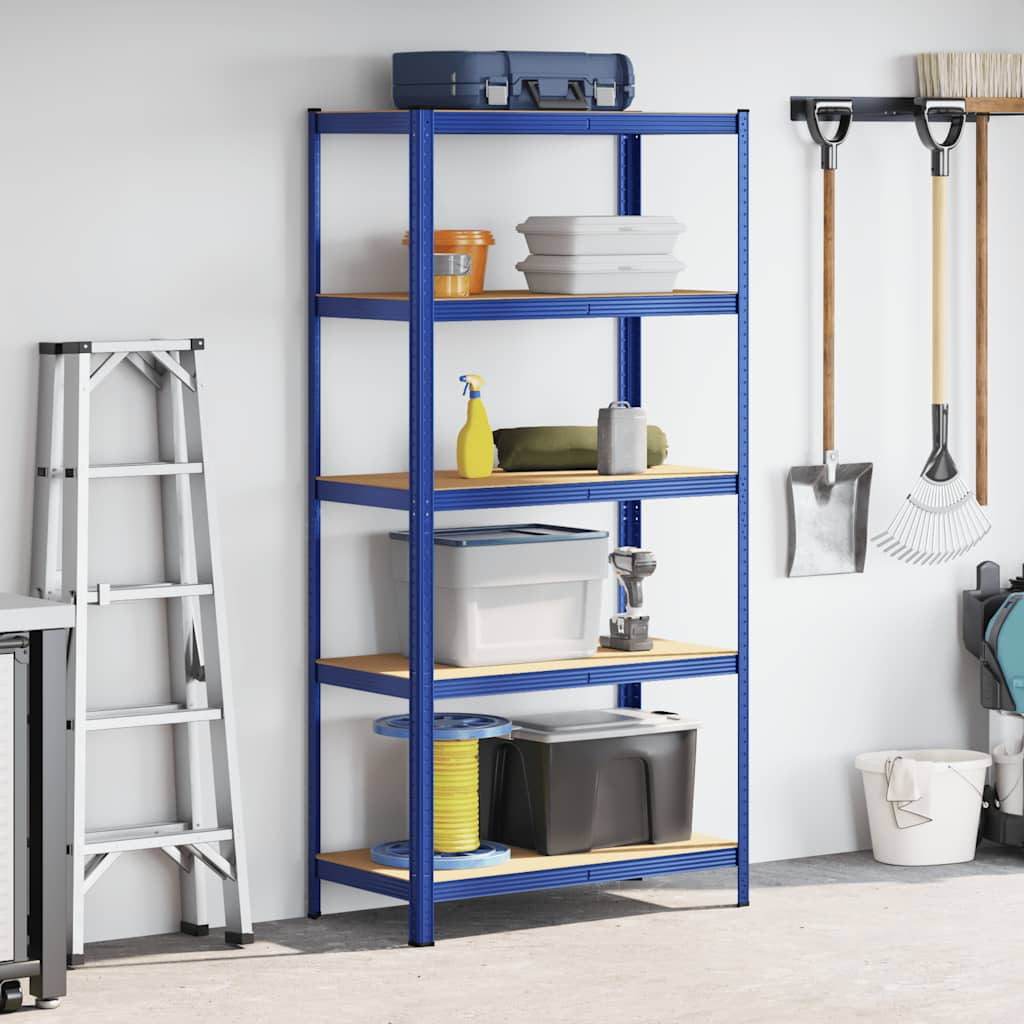 5-Layer Storage Shelf Blue Steel&Engineered Wood