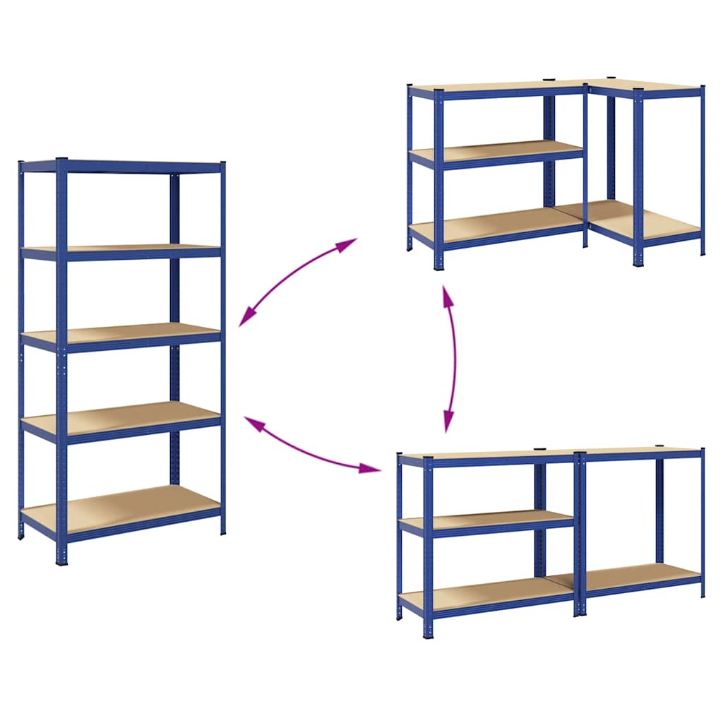 5-Layer Storage Shelf Blue Steel&Engineered Wood