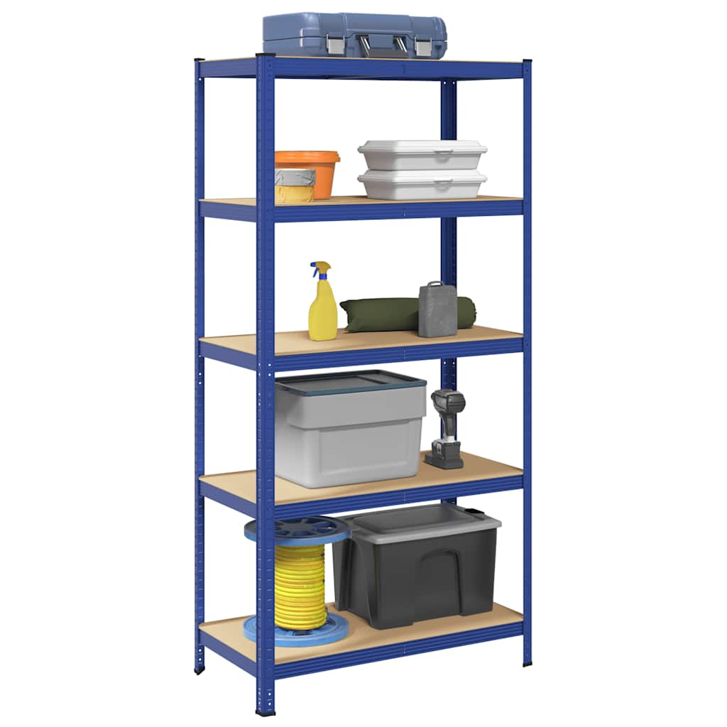 5-Layer Storage Shelf Blue Steel&Engineered Wood