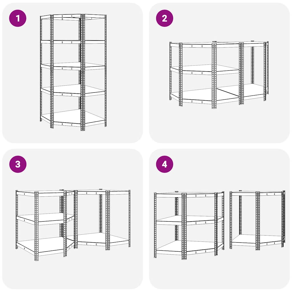 5-Layer Corner Shelf Silver Steel&Engineered Wood