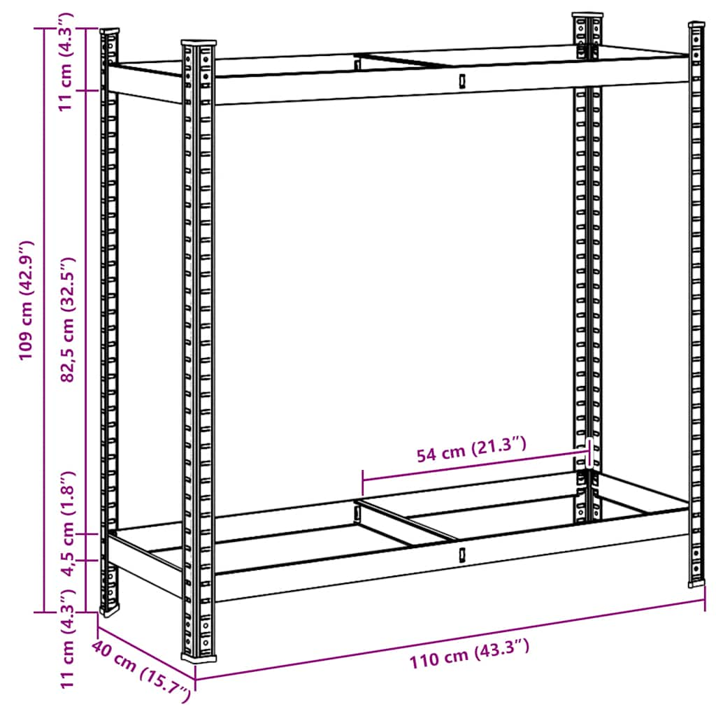 2-Layer Tyre Shelf Silver 110x40x109 cm Steel