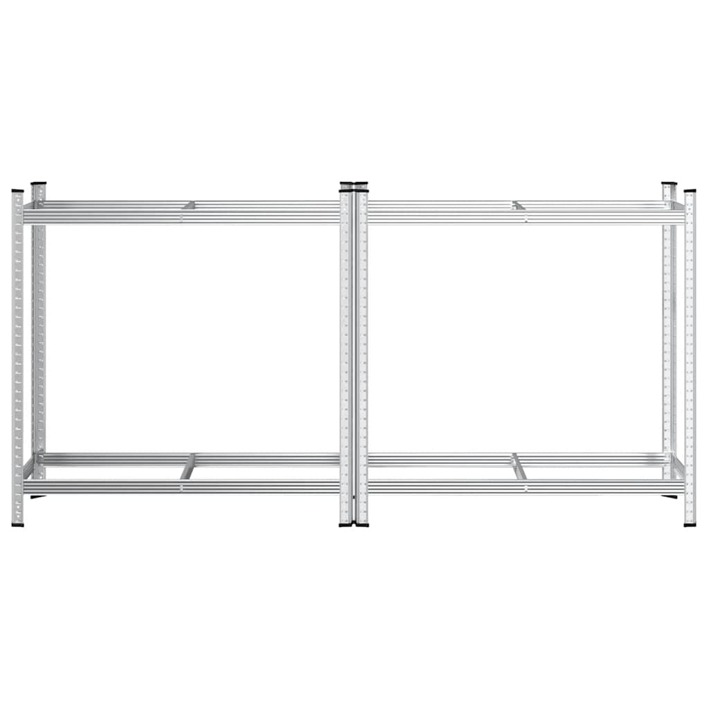 2-Layer Tyre Shelves 2 pcs Silver 110x40x109 cm Steel