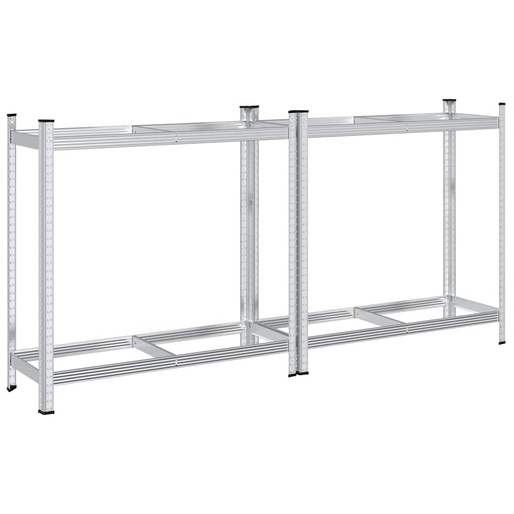 2-Layer Tyre Shelves 2 pcs Silver 110x40x109 cm Steel