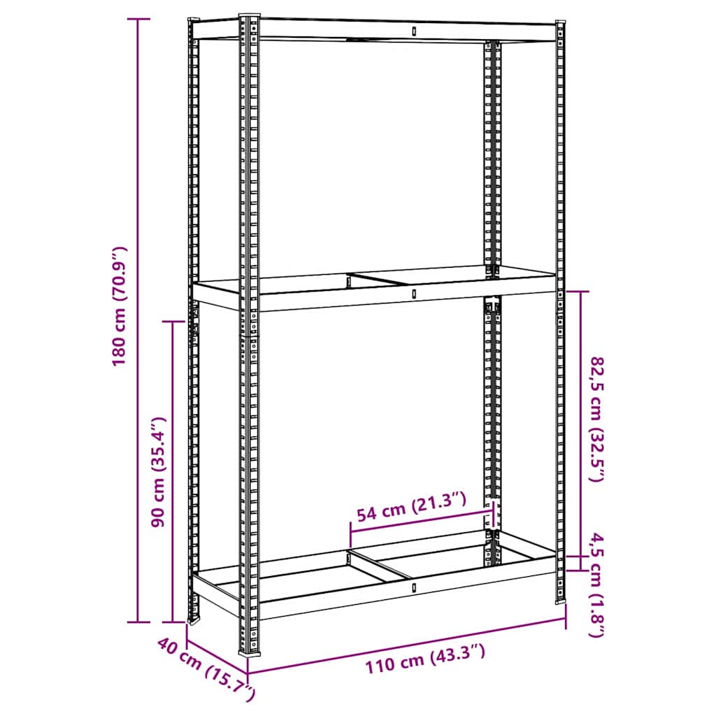 2-Layer Tyre Shelf Silver 110x40x180 cm Steel&Engineered Wood