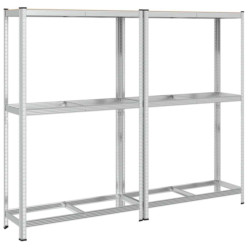 2-Layer Tyre Shelves 2 pcs Silver 110x40x180 cm Steel&Engineered Wood