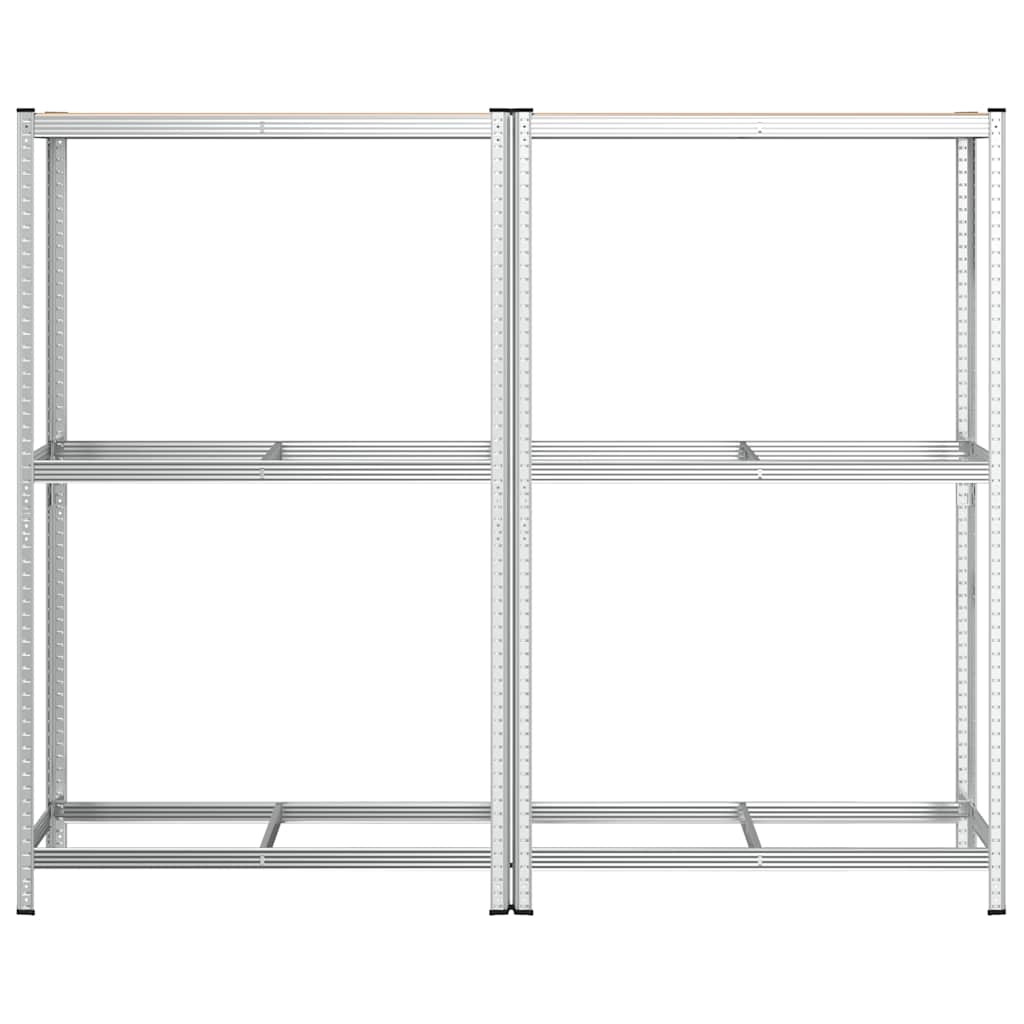 2-Layer Tyre Shelves 2 pcs Silver 110x40x180 cm Steel&Engineered Wood