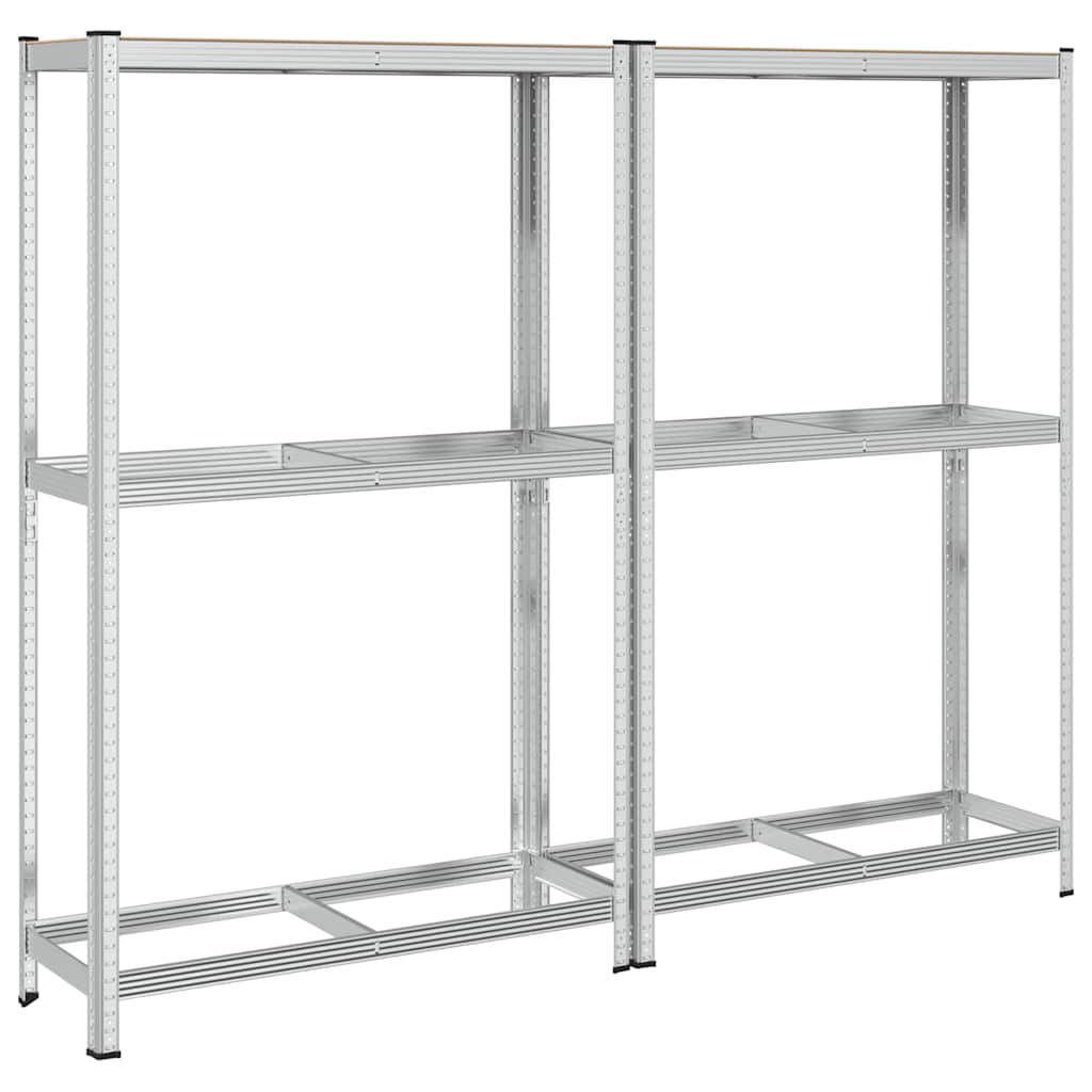 2-Layer Tyre Shelves 2 pcs Silver 110x40x180 cm Steel&Engineered Wood