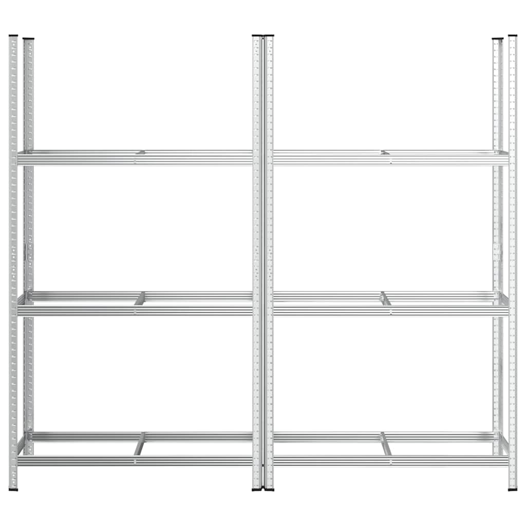 3-Layer Tyre Shelves 2 pcs Silver 110x40x200 cm Steel