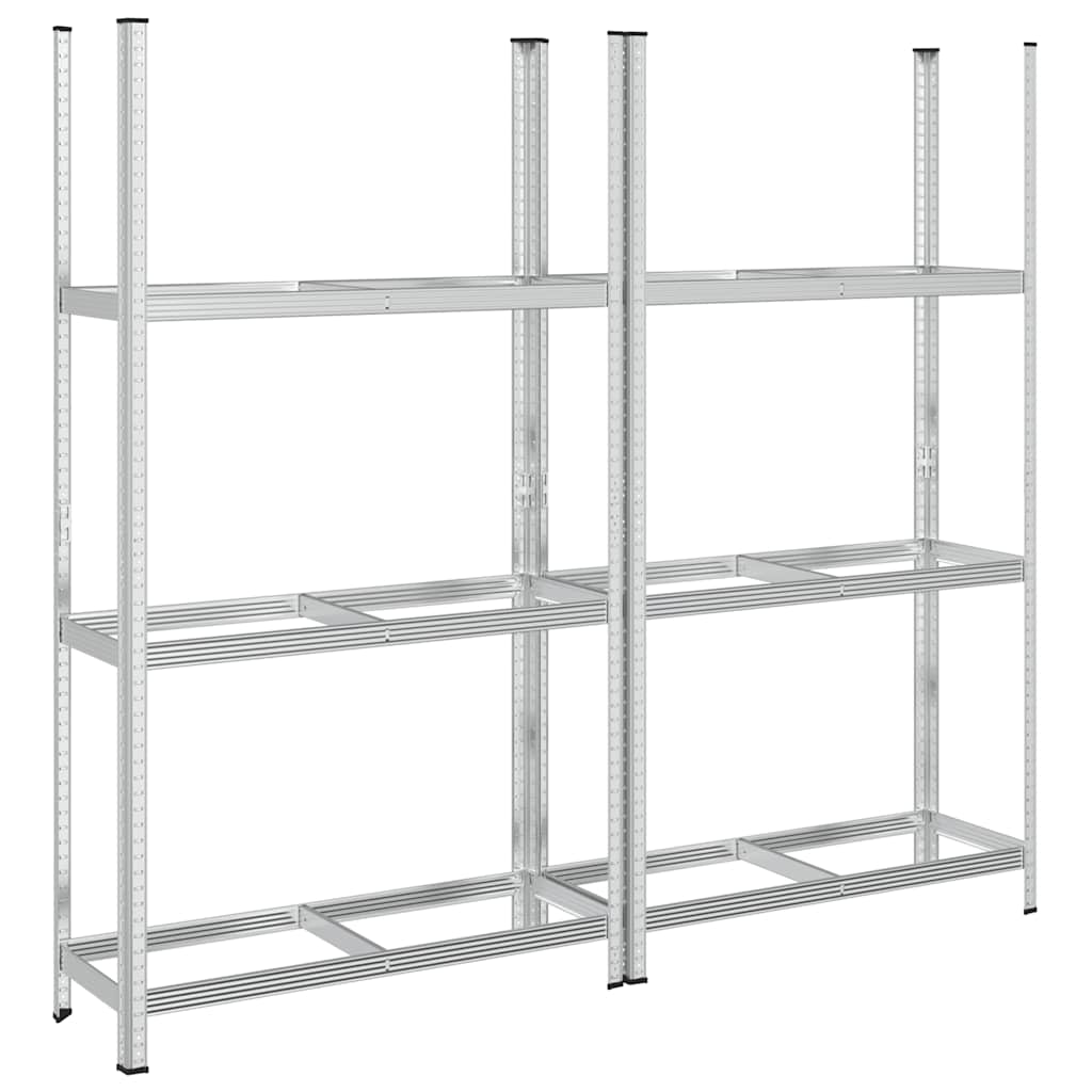 3-Layer Tyre Shelves 2 pcs Silver 110x40x200 cm Steel