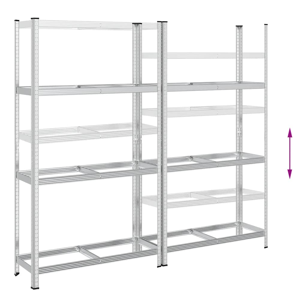 3-Layer Tyre Shelves 2 pcs Silver 110x40x200 cm Steel