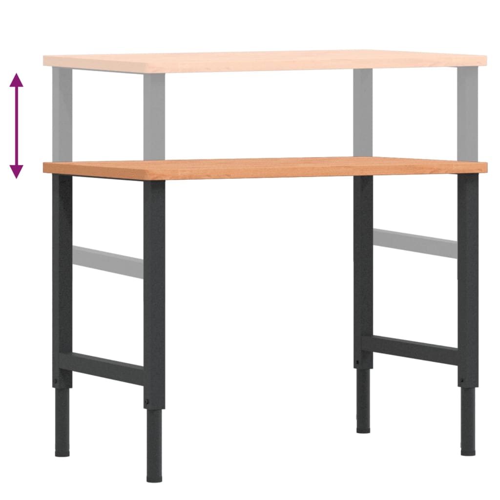 Workbench 100x60x(71.5-98) cm Solid Wood Beech Rectangular