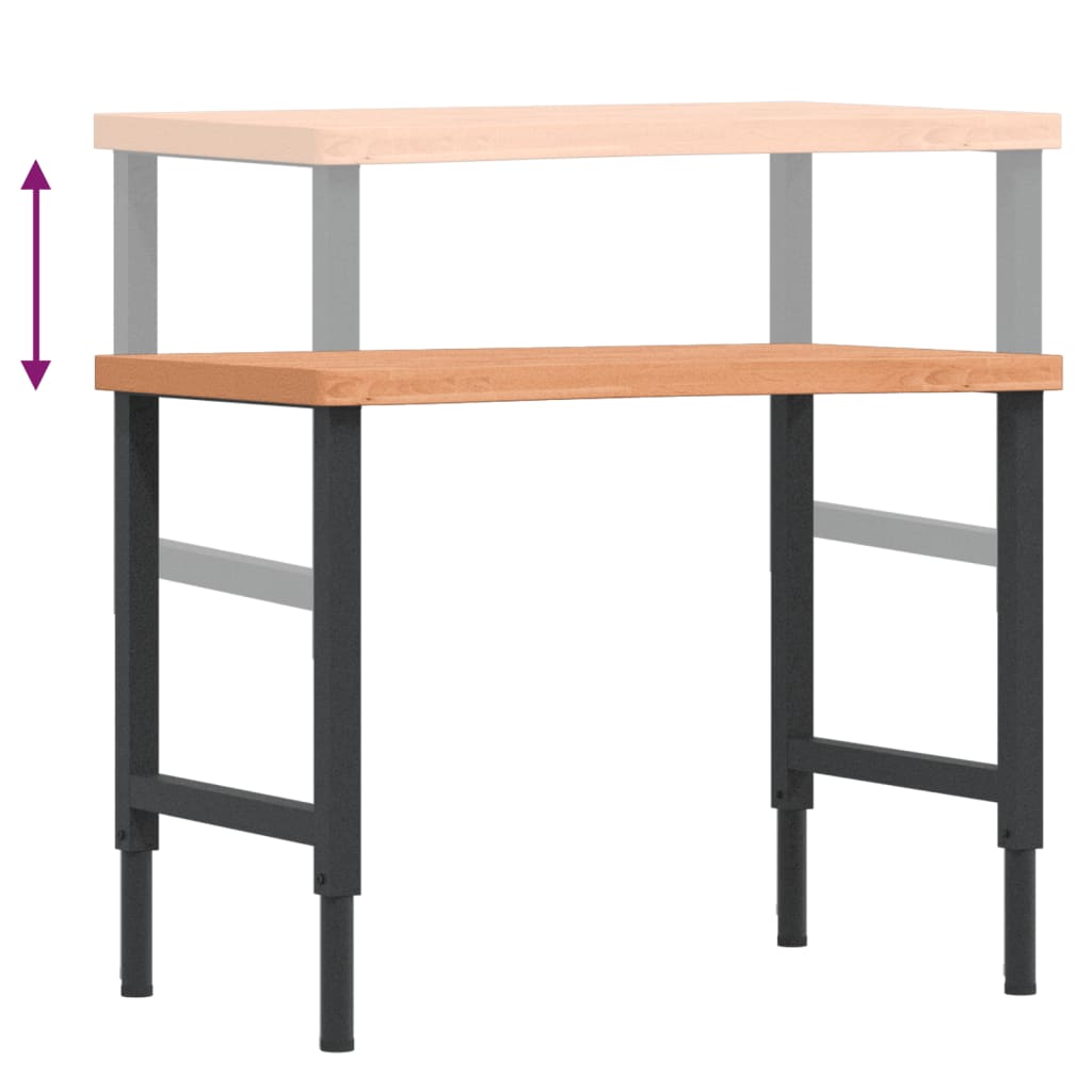 Workbench 100x(55-60)x(73-99.5) cm Solid Wood Beech